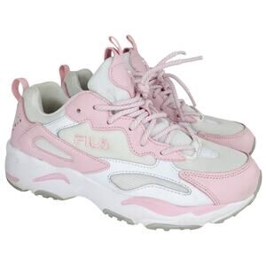FILA Ray Tracer White and Pink Chunky Sneakers Size 8.5 In Box